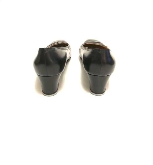 HELENE ARPELS (AS IN VAN CLEEF ARPELS) VINTAGE BLACK LEATHER SHOES-SIZE-38.5 - Image 5