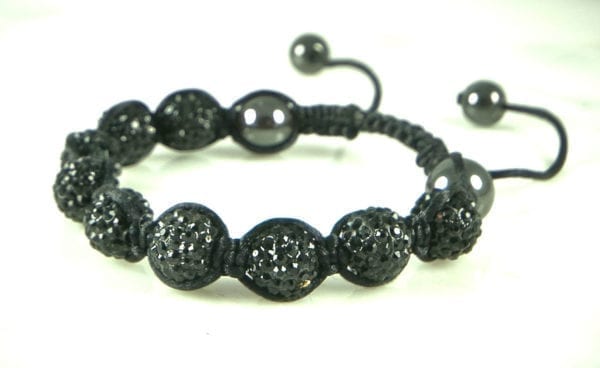 HANDSET CRYSTAL CLAY 10MM BEADS BRACELET ON BLACK SATIN STRING - Image 5