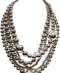 KENNETH JAY LANE-5 ROW BEAD MULTI SIZE BEAD NECKLACE-GOLD, SILVER OR PEARL-8282