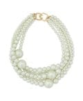 KENNETH JAY LANE-5 ROW BEAD MULTI SIZE BEAD NECKLACE-GOLD, SILVER OR PEARL-8304