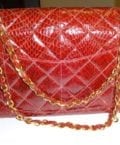 BERGDORF GOODMAN-RED QUILTED LEATHER HANDBAG -8435