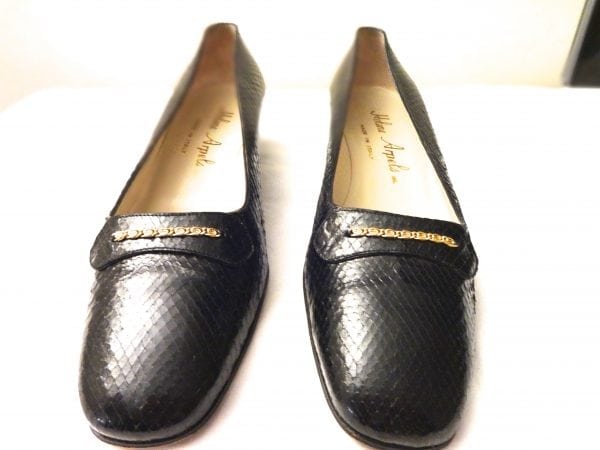 HELENE ARPELS (AS IN VAN CLEEF ARPELS) BLACK SNAKESKIN LEATHER S