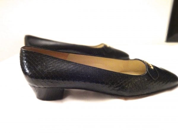 HELENE ARPELS (AS IN VAN CLEEF ARPELS) BLACK SNAKESKIN LEATHER S