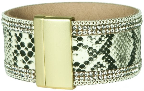 SNAKESKIN PRINT LEATHER BRACELET -7996