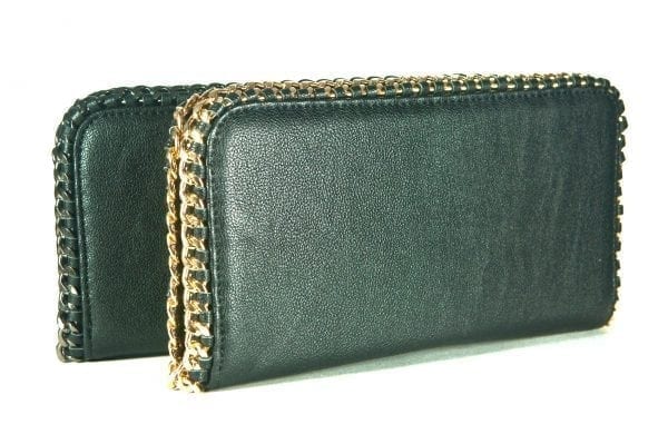 BLACK PLEATHER CLUTCH WITH GOLD OR BLACK ZIPPER-0