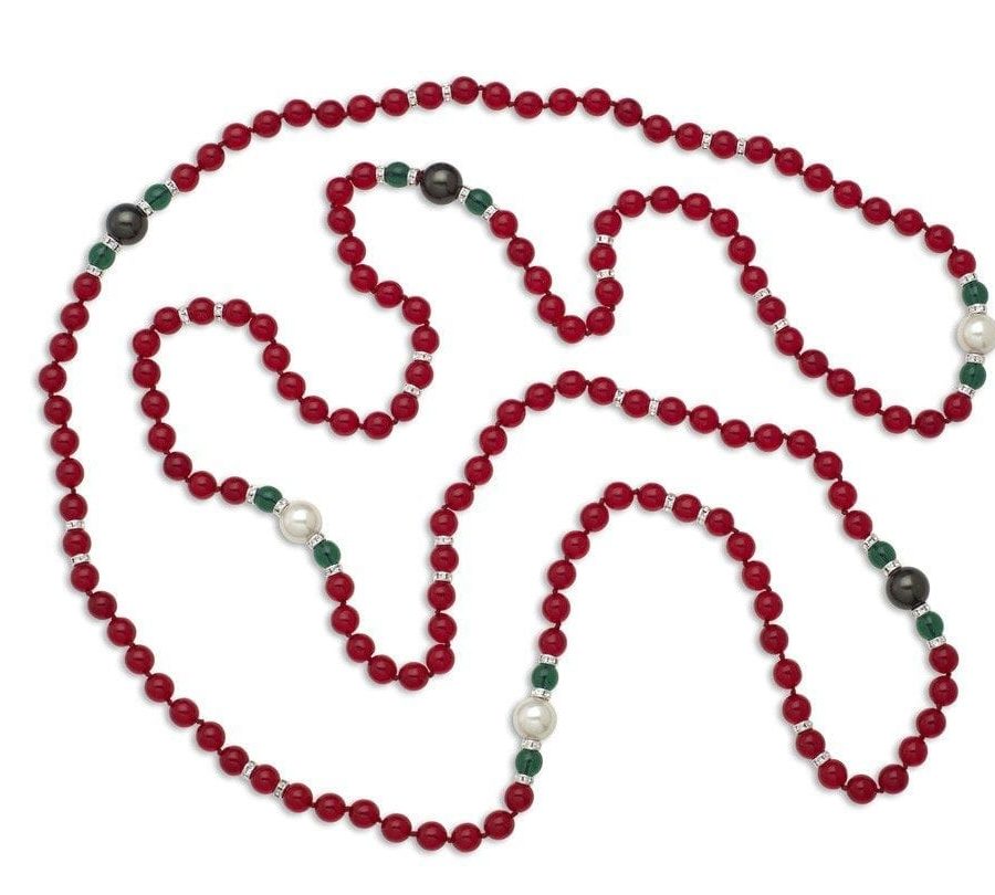 KENNETH JAY LANE-66" INCH RUBY BEAD NECKLACE -8371