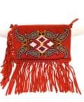 SUEDE FRINGE CLUCH/CROSS BODY HANDBAG-RED OR TAN-8532