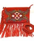 SUEDE FRINGE CLUCH/CROSS BODY HANDBAG-RED OR TAN-8530