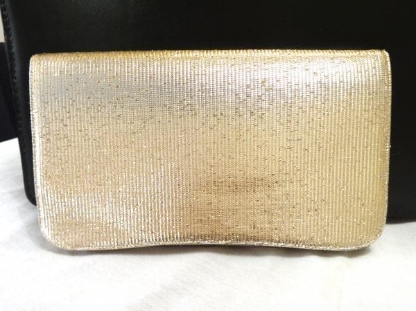 J.MILLER-VINTAGE GOLD METALLIC CLUTCH-PRISTINE CONDITION-NEW
