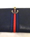 SAKS FIFTH AVENUE-MADE IN ITALY-NAVY LEATHER WALLET & CHANGE PUR