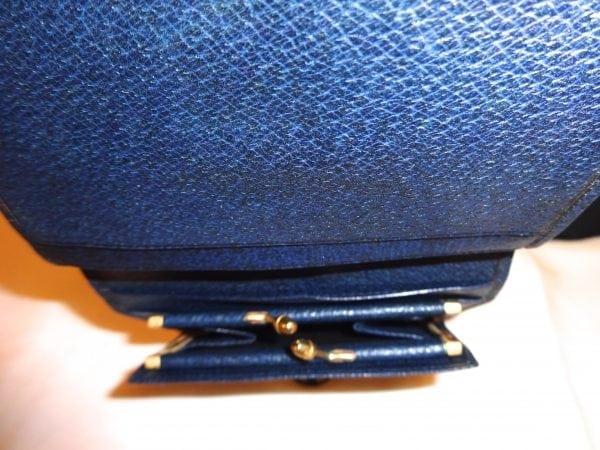 SAKS FIFTH AVENUE-MADE IN ITALY-NAVY LEATHER WALLET & CHANGE PUR