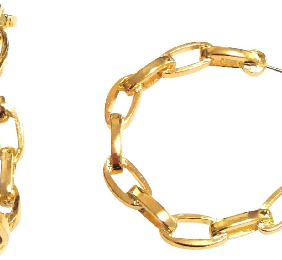 KENNETH JAY LANE- 2"INCH CHAIN HOOPS-GOLD OR SILVER LOVE THESE!!-8759