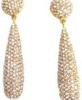 KENNETH JAY LANE-PAVE CRYSTAL LONG EARRING-GORGEOUS-GOLD, SILVER, BLACK DIAMOND-8765