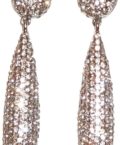 KENNETH JAY LANE-PAVE CRYSTAL LONG EARRING-GORGEOUS-GOLD, SILVER, BLACK DIAMOND-8766