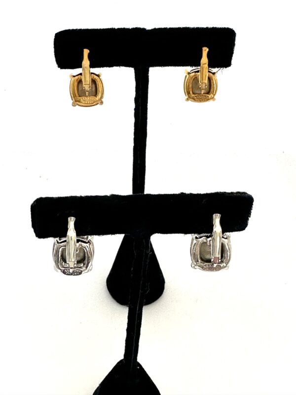 KENNETH JAY LANE, SQUARE CUBIC ZIRCONIA CLEAR GOLD LEVER BACK EARRING - Image 4