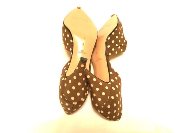 WALTER STEIGER-BROWN/IVORY PODKA DOT SILK SHOES-SIZE-9-NEW, NEVER WORN!! - Image 6