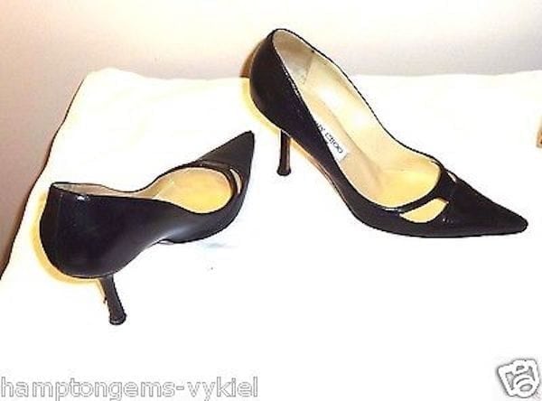 JIMMY CHOO-VINTAGE BLACK CLASSIC PUMPS,-PEEK A BOO DESIGN-3.5" HEELS-SIZE-8.5 - Image 5