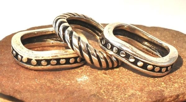 3PCS, SCULPTURED INTERLOCKING STACKABLE SILVER RINGS, SIZE-7 - Image 2