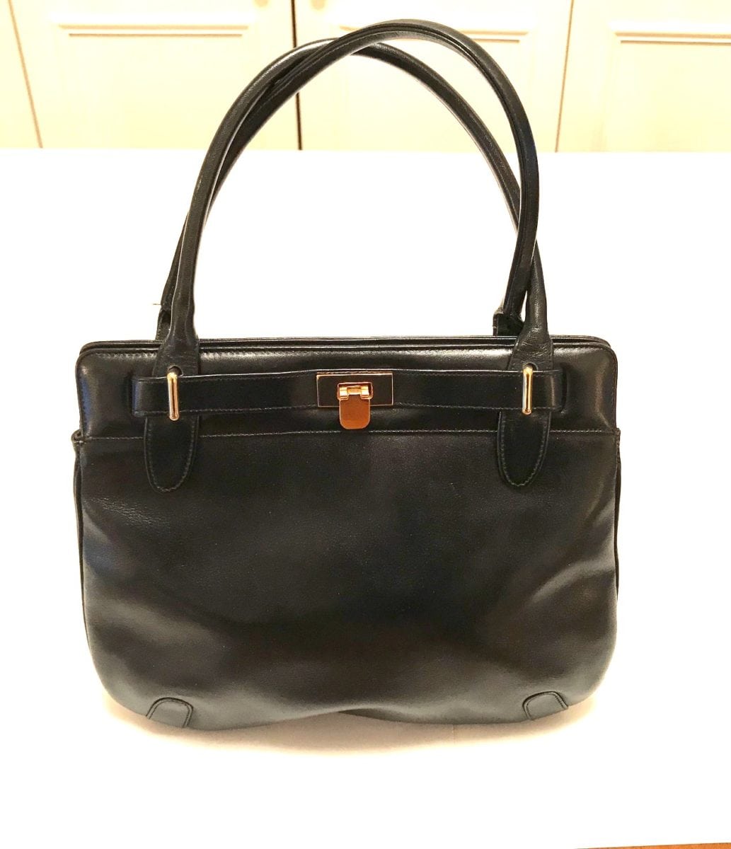 Vintage Black Twill Satin MM Morris Moskowitz Handbag Purse