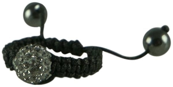 BLACK SATIN RINGS WITH 10MM HANDSET CRYSTAL CLAY BEADS, CHOOSE: BK,SLV,CRY - Image 2