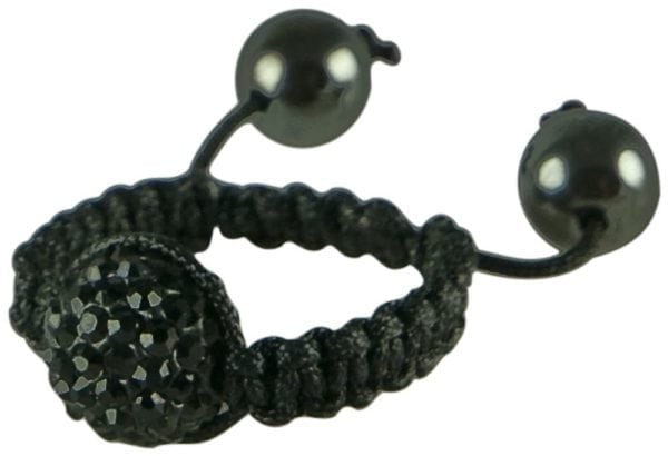 BLACK SATIN RINGS WITH 10MM HANDSET CRYSTAL CLAY BEADS, CHOOSE: BK,SLV,CRY - Image 3