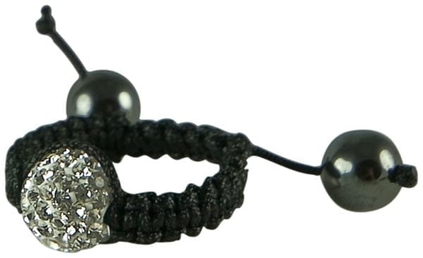 BLACK SATIN RINGS WITH 10MM HANDSET CRYSTAL CLAY BEADS, CHOOSE: BK,SLV,CRY - Image 4