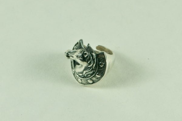 HORSE HEAD/HOSRSE SHOE  RING - STERLING SILVER (.925) - Image 2
