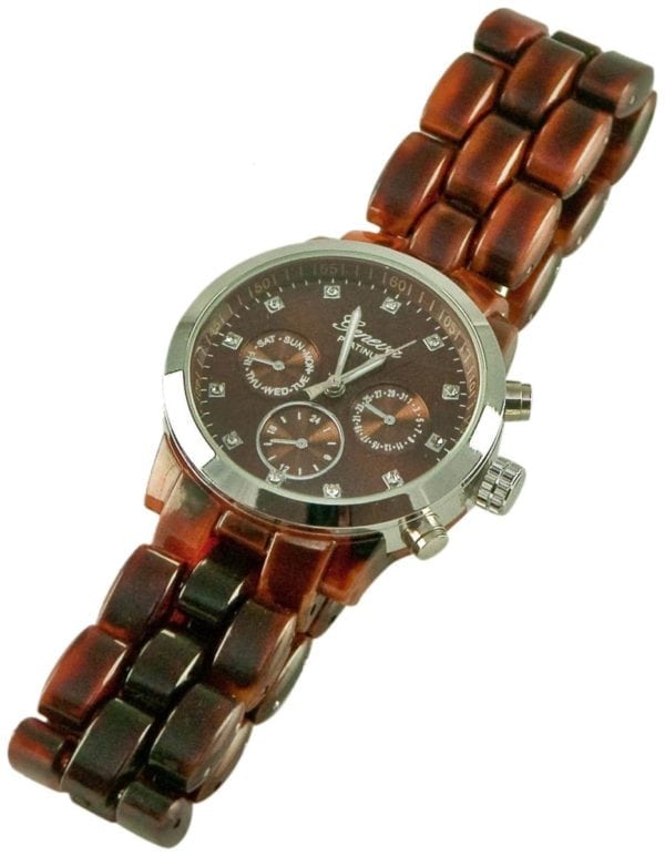 TORTOISE (FAUX) LINK WATCH WITH GOLD OR SILVER FACE - Image 3