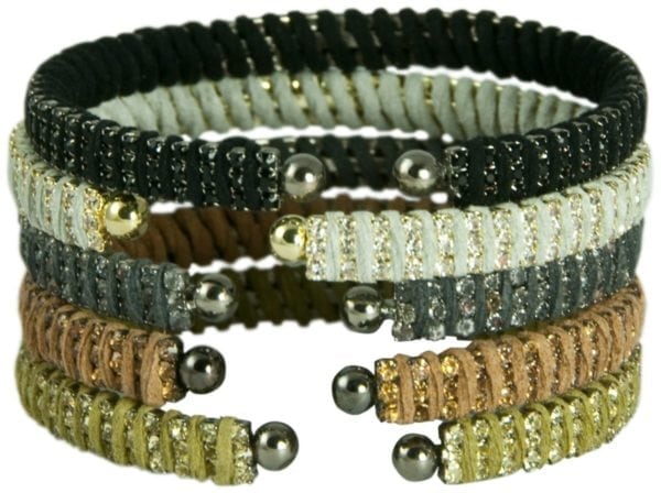 SUEDE AND CRYSTAL WRAP STACKABLE BENDABLE BRACELET, LOVE THESE!! - Image 3