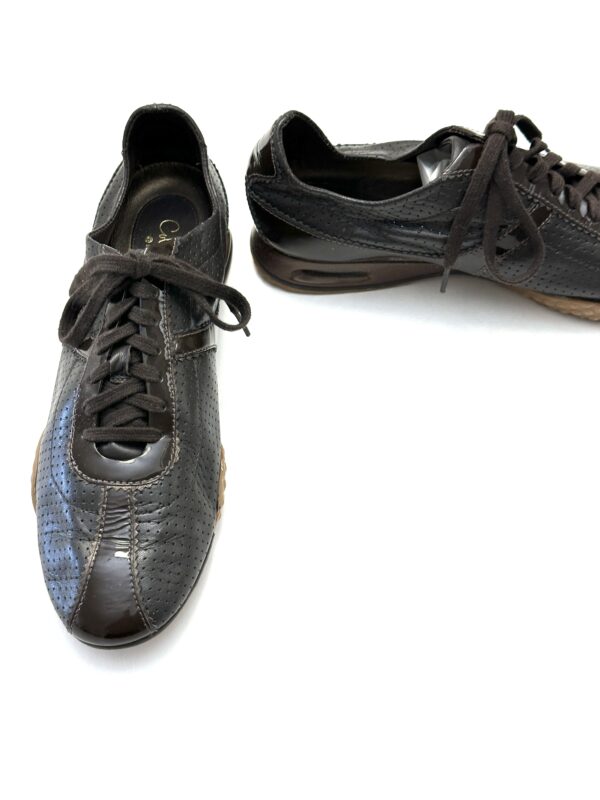 COLE HAAN, VINTAGE BROWN LEATHER WALKING SNEAKERS, SIZE-9B, RUBBER SOLES
