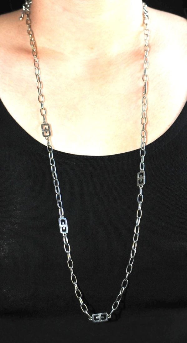 2PCS-DOG TAG (PENDANT) SILVER NECKLACE WITH CRYSTAL ACCENTS - Image 4