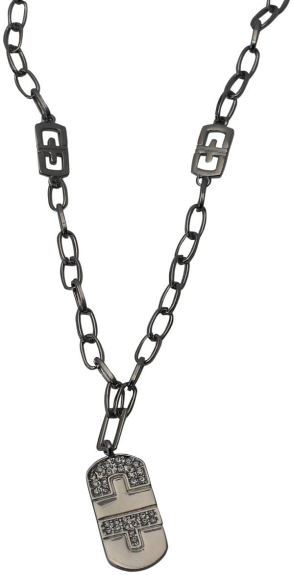 2PCS-DOG TAG (PENDANT) SILVER NECKLACE WITH CRYSTAL ACCENTS - Image 6