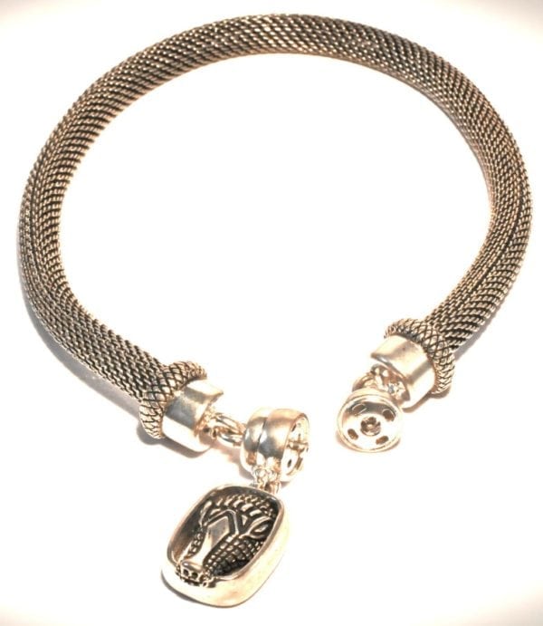 2PCS-WOVEN SILVER METAL WITH SILVER ALLIGATOR ATTACHMENT, LAST ONE!! - Image 2