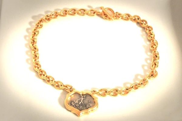 JOSEPH ESPOSITO, SATIN GOLD COIN PENDANT NECKLACE, TOGGLE CLOSURE - Image 2