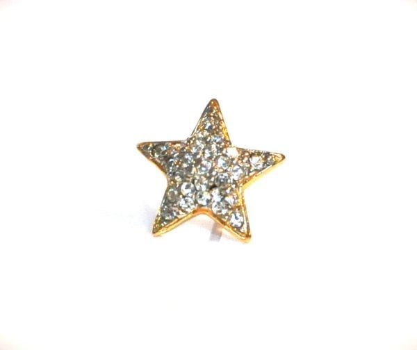 2PCS-VINTAGE, JOSEPH ESPOSITO, PAVE CRYSTAL HEART & STAR TACK PIN, LAST SET!! - Image 2