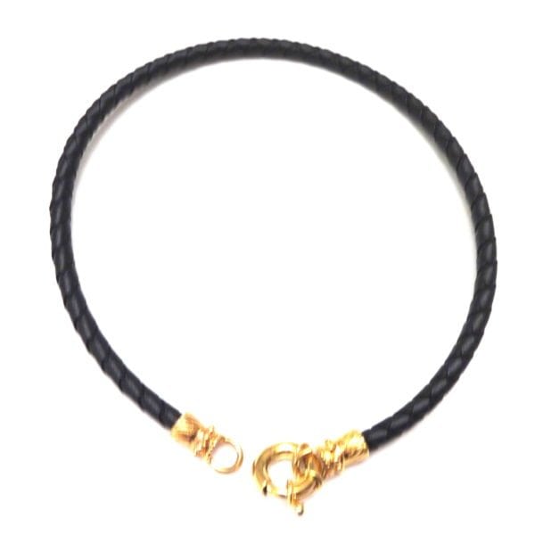 Joseph Esposito Black Woven Leather Gold O Ring Accent
