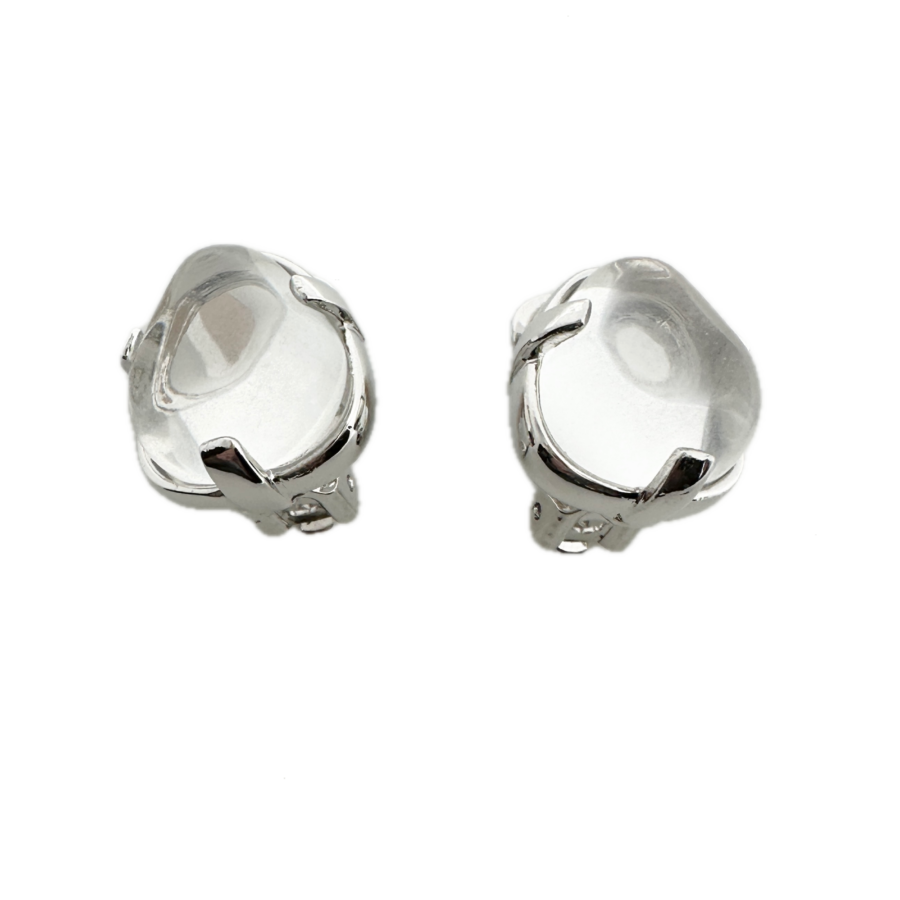 Kenneth Jay Lane, 1" Glass Cabochon With 3 Prong Nugget, Choose Clip Or Eurowire-Clear