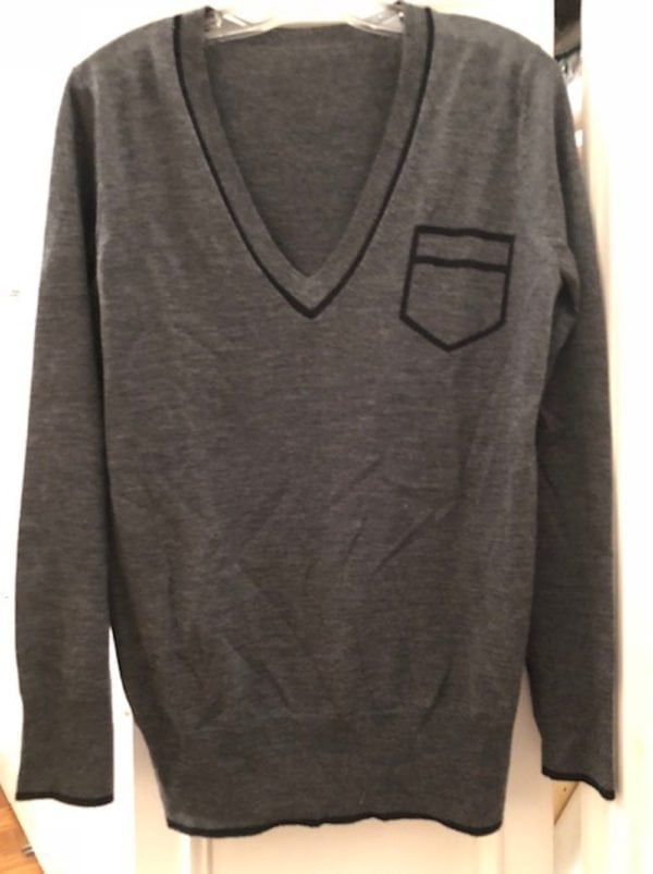 PINK TARTAN, V-NECK SWEATER, 100% MERINO WOOL, CHOOSE GRAY/BLACK TRIM OR PINK/LT PINK TRIM - Image 5