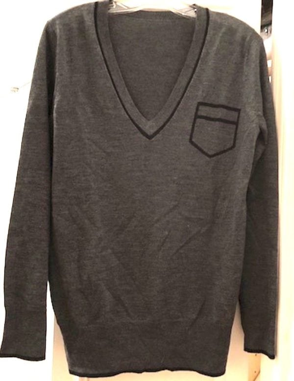 PINK TARTAN, V-NECK SWEATER, 100% MERINO WOOL, CHOOSE GRAY/BLACK TRIM OR PINK/LT PINK TRIM - Image 4