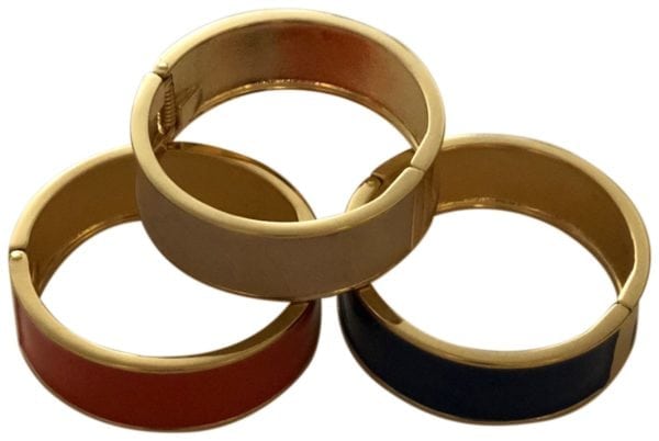 ENAMEL BANGLE BRACELETS, CHOOSE: NAVY, CORAL (ORANGE), OR BEIGE - Image 2