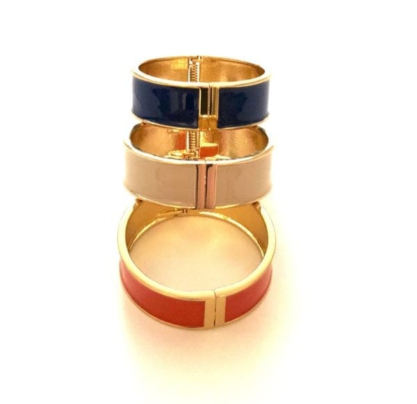 ENAMEL BANGLE BRACELETS, CHOOSE: NAVY, CORAL (ORANGE), OR BEIGE - Image 3