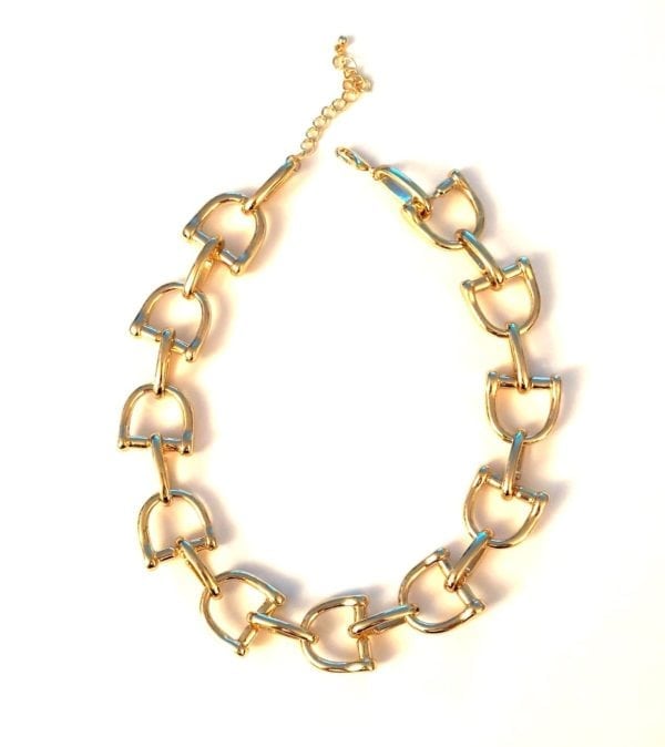 EQUESTRIAN GOLD HORSE BIT/SPURS LINK NECKLACE: 19"-22" INCHES LONG - Image 3