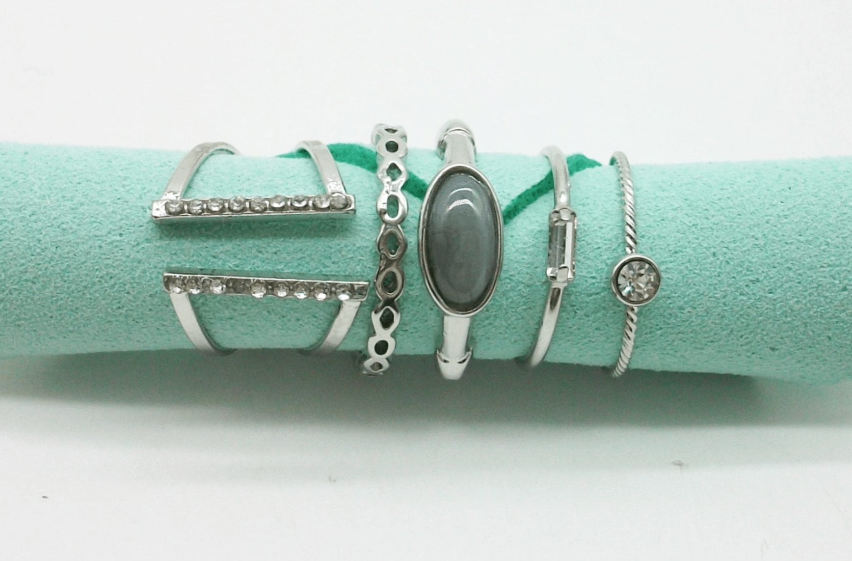 5pcs-STACKABLE CHARM RINGS, CHOOSE: GOLD OR SILVER, SIZE-7 ONLY