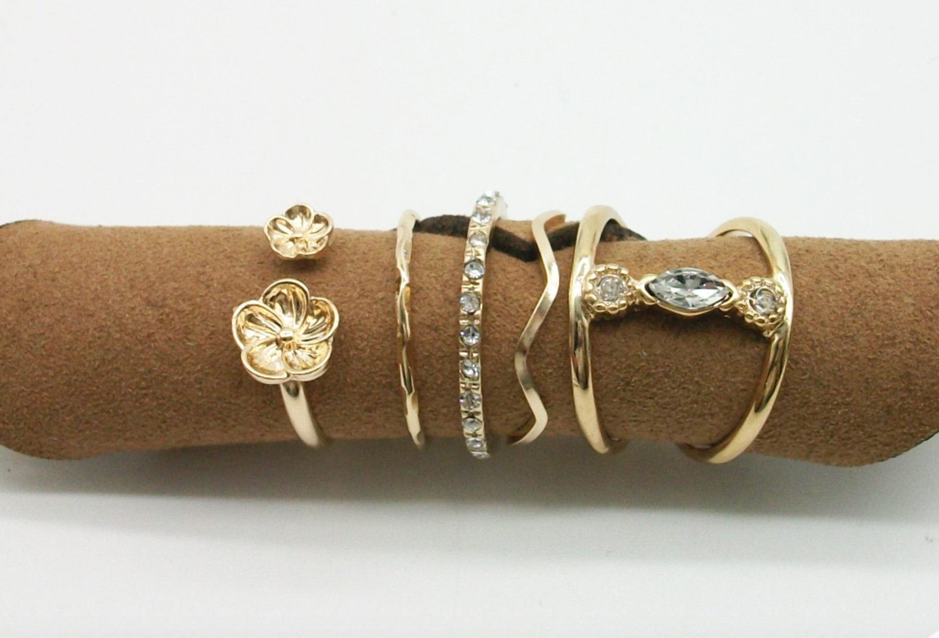 5pcs-STACKABLE CHARM RINGS, CHOOSE: GOLD OR SILVER, SIZE-7 ONLY - Image 4