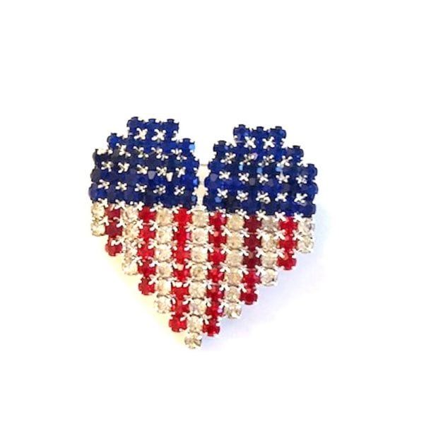 HamptonGems American Republican Elephant PIN RED//White//Blue Crystals