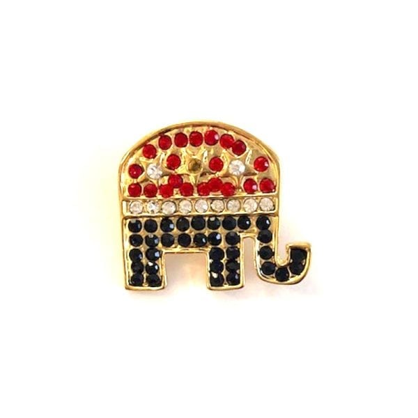 HamptonGems American Republican Elephant PIN RED//White//Blue Crystals