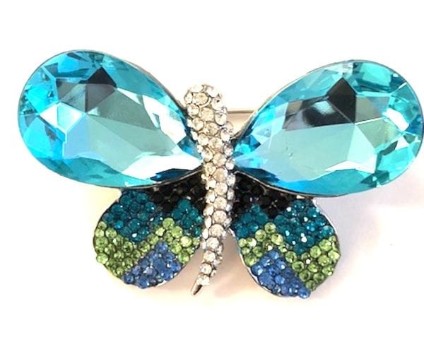 BUTTERFLY BROOCH SKY BLUE CRYSTAL AND PAVE CRYSTALS ALL OVER, GORGEOUS!!!! - Image 2