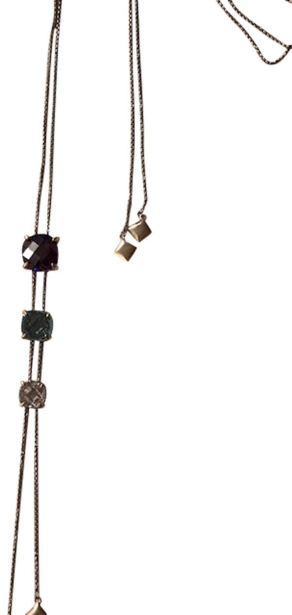 STONE CUBIC ZIRCONIA PENDANT NECKLACE, TOPAZ, AMY, OLIVE - Image 3