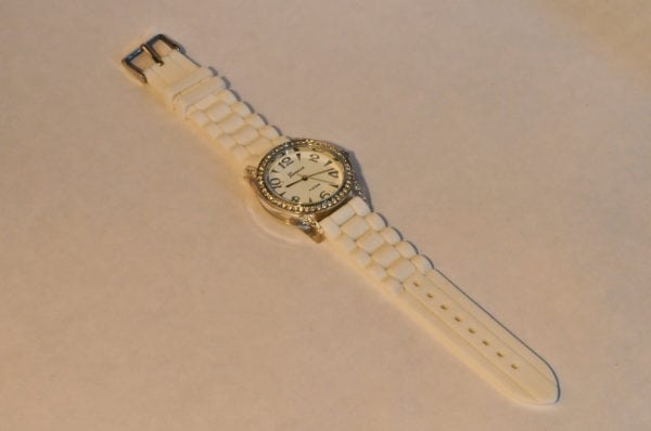 Rubber Watch With Roubd Face, Cubic Zirconia Accents - Image 3
