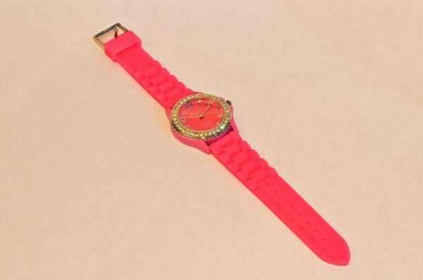 Rubber Watch With Roubd Face, Cubic Zirconia Accents - Image 2